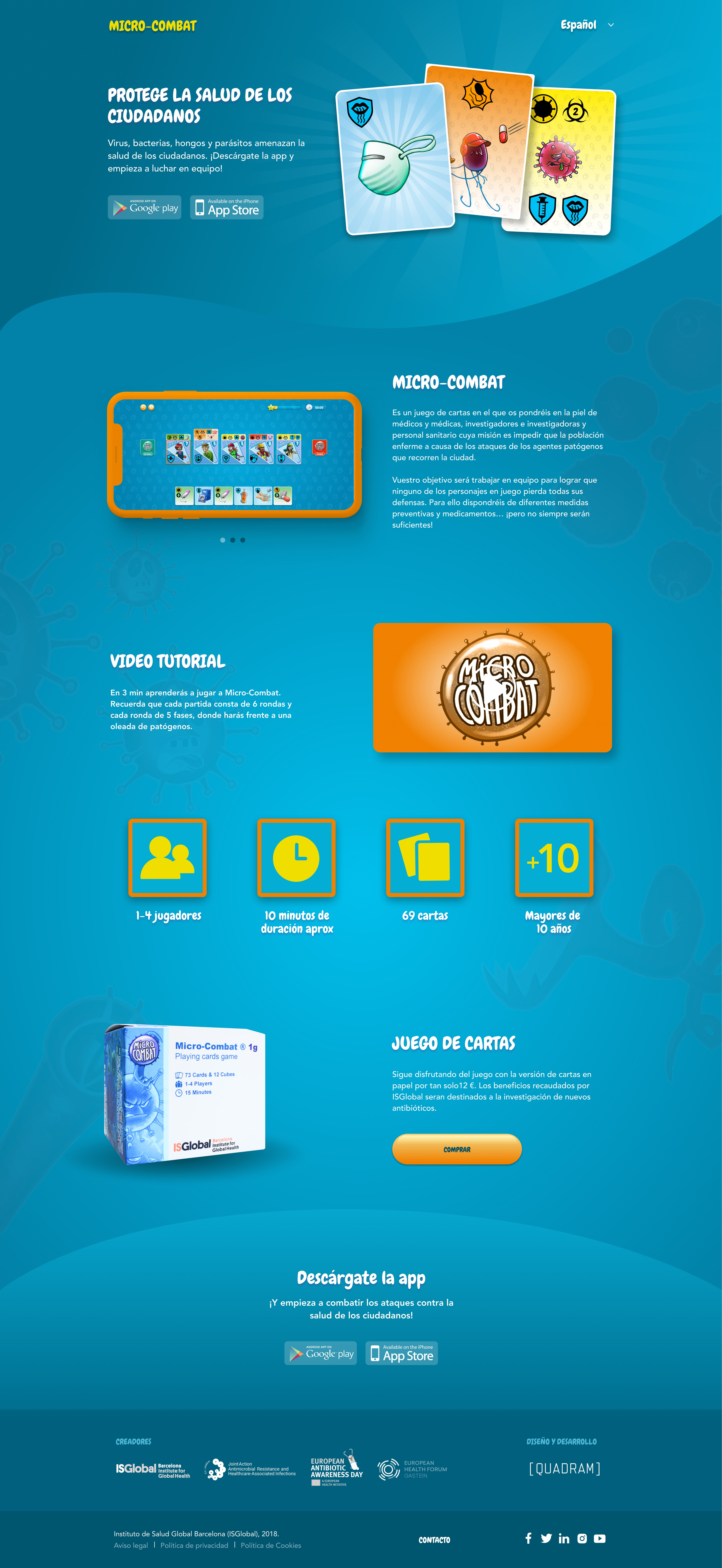 Microcombat landing page and animations