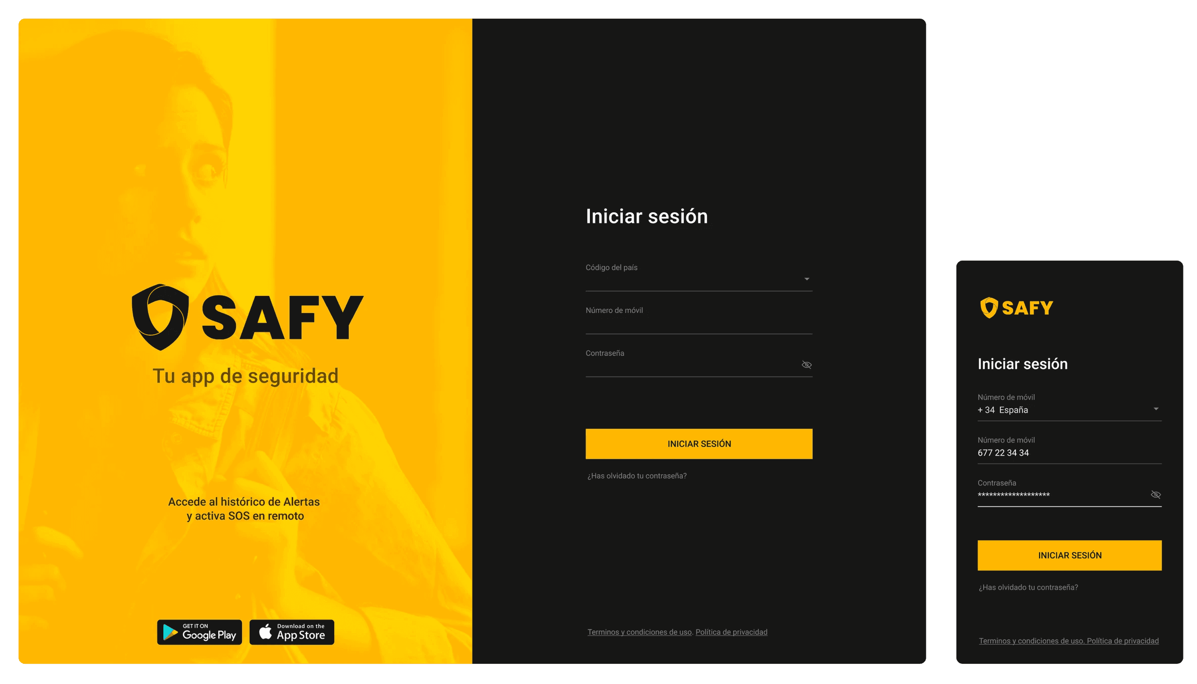 Safy UI kit in dark mode