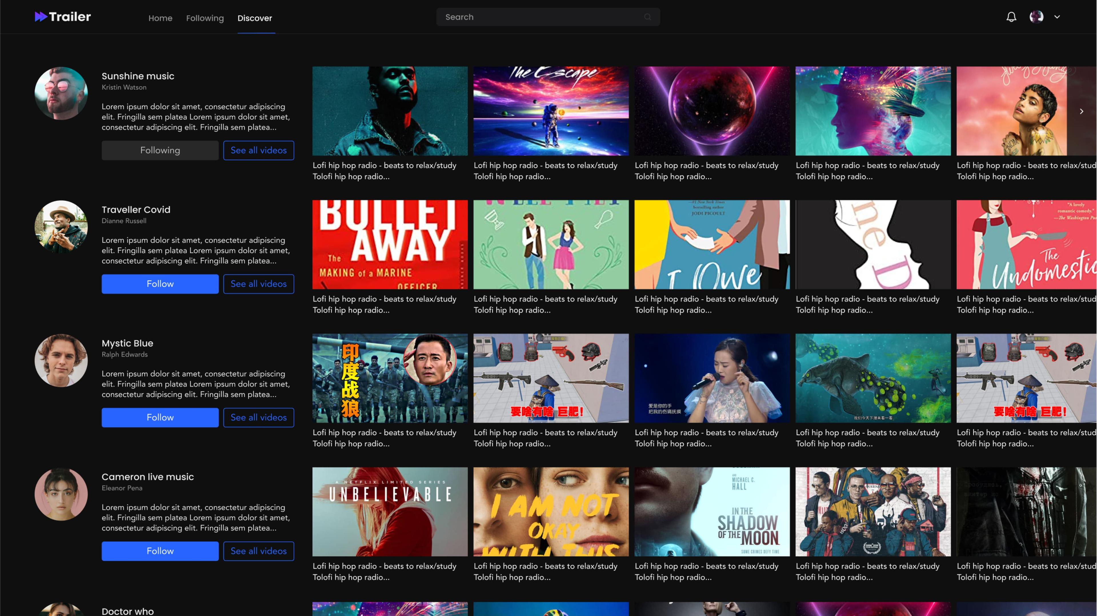Trailer creator profile