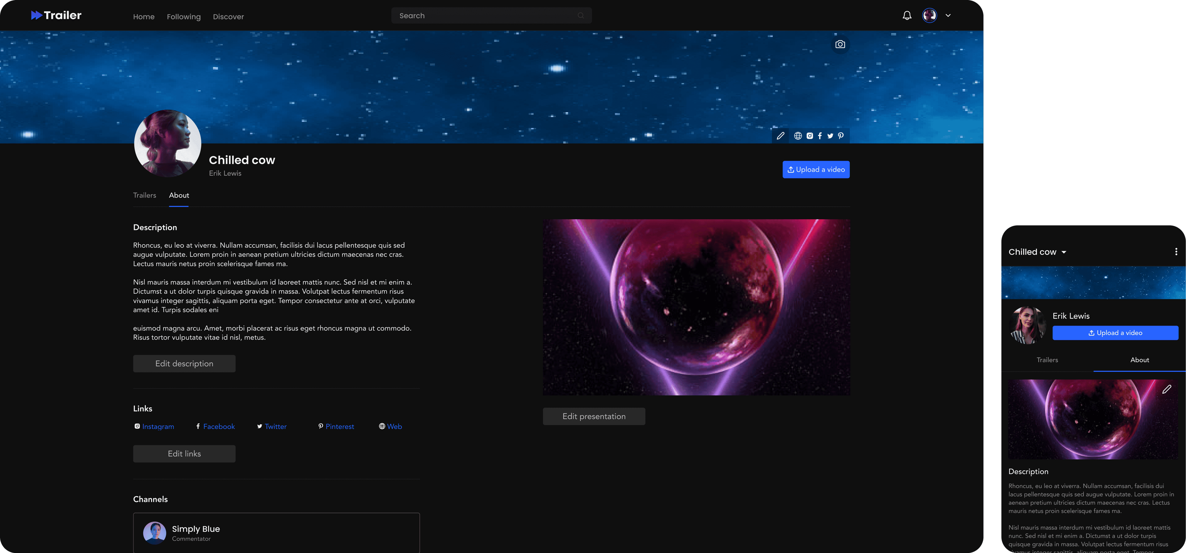 Trailer app screens