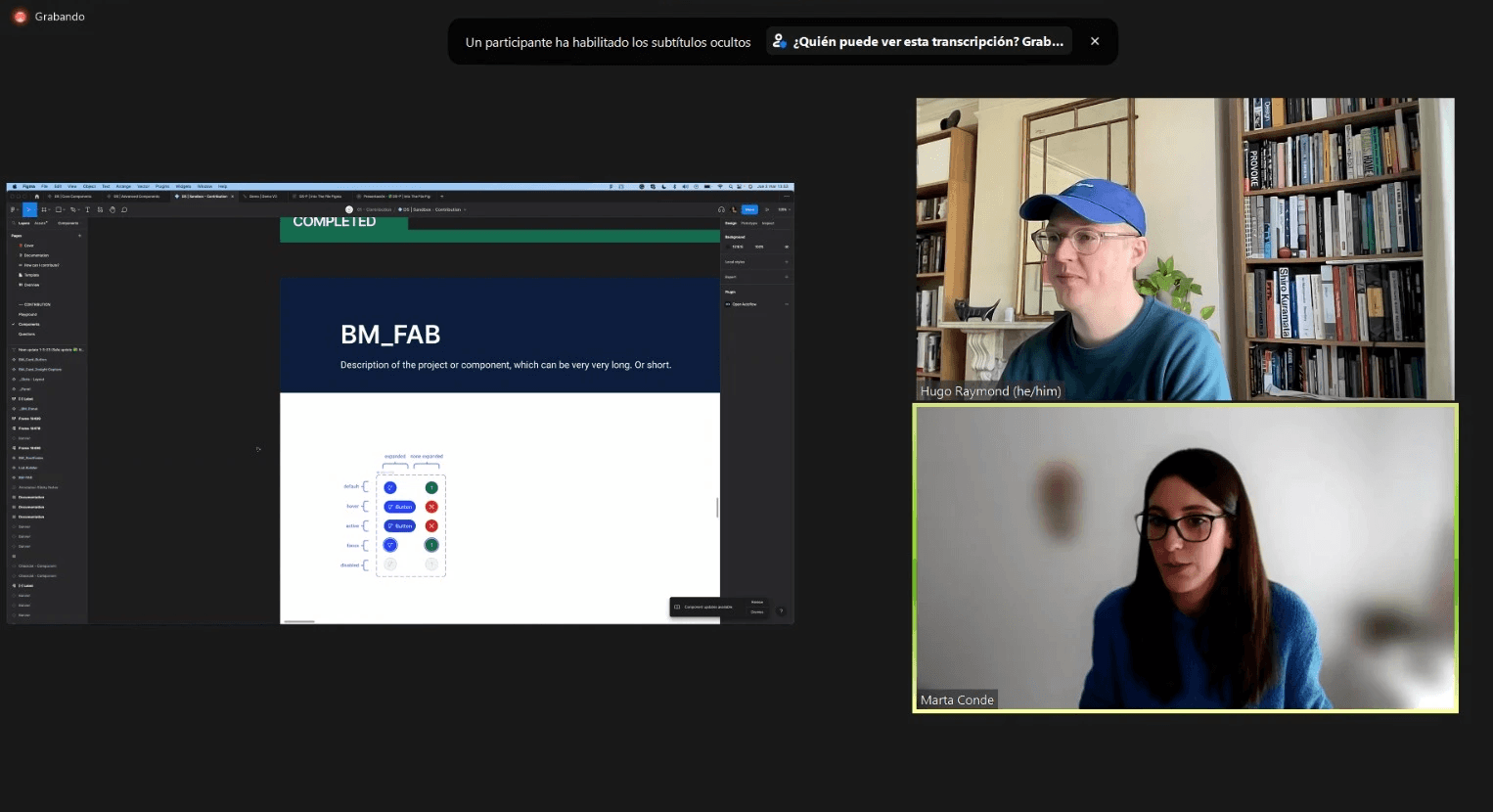 Marta Conde teaching a design system session online